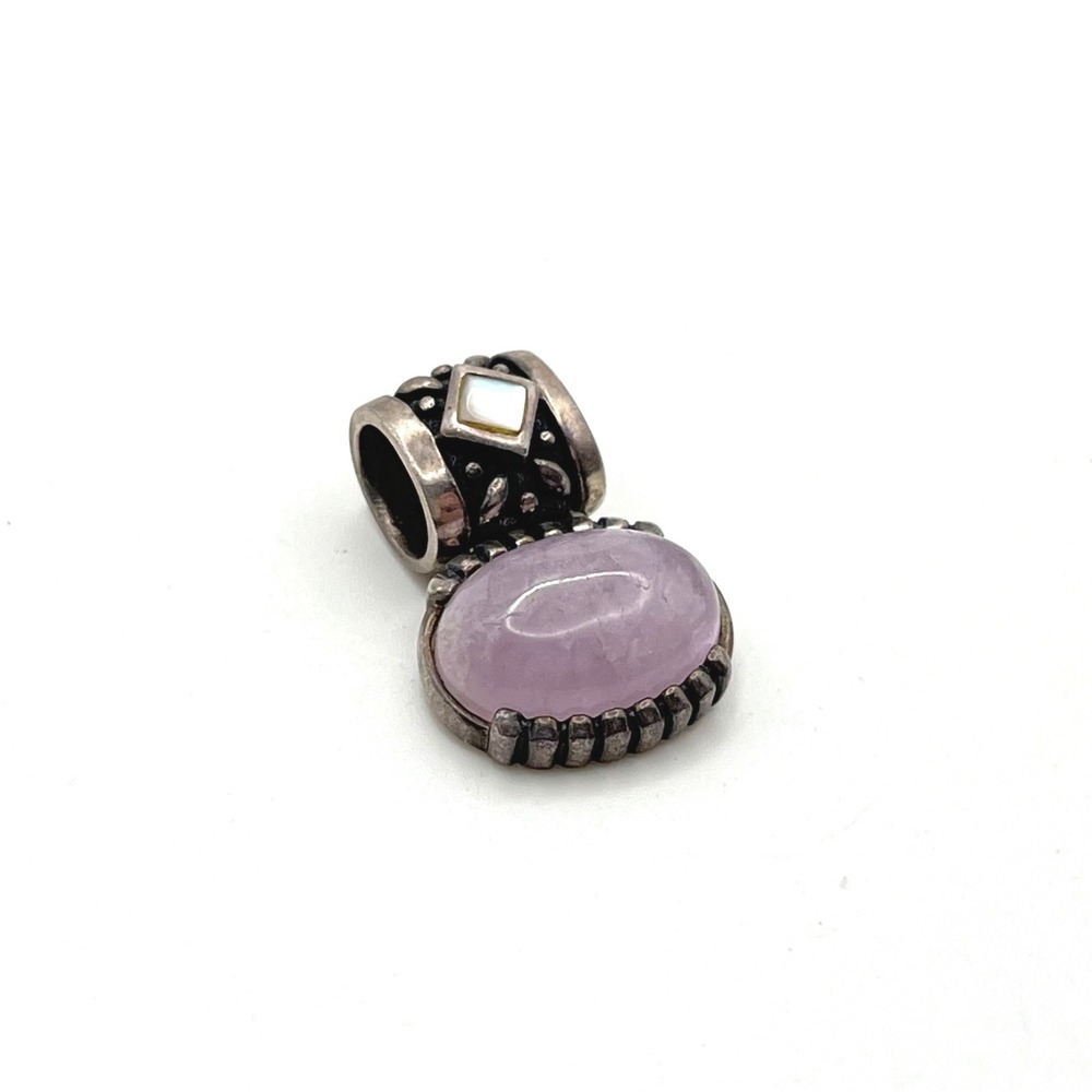 Sterling‎ Silver 925 Lavender Amethyst & Mother of Pearl Pendant Thailand Ornate
